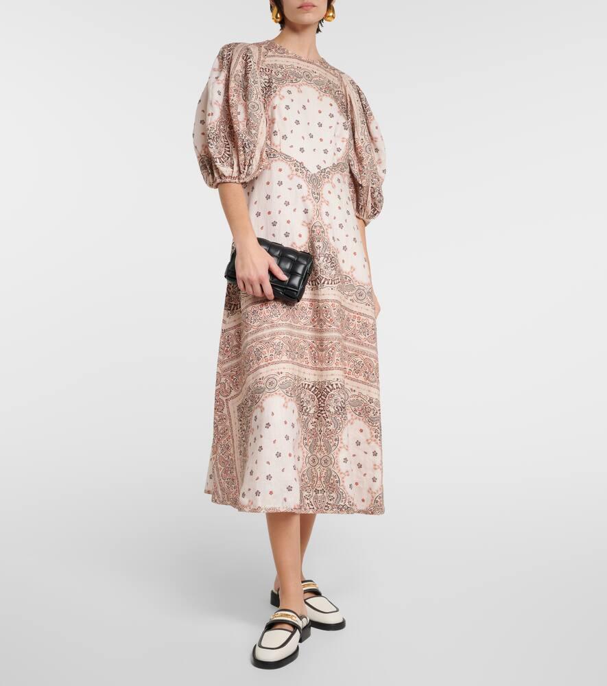 Day Printed Linen Midi Dress In Cream Product Image