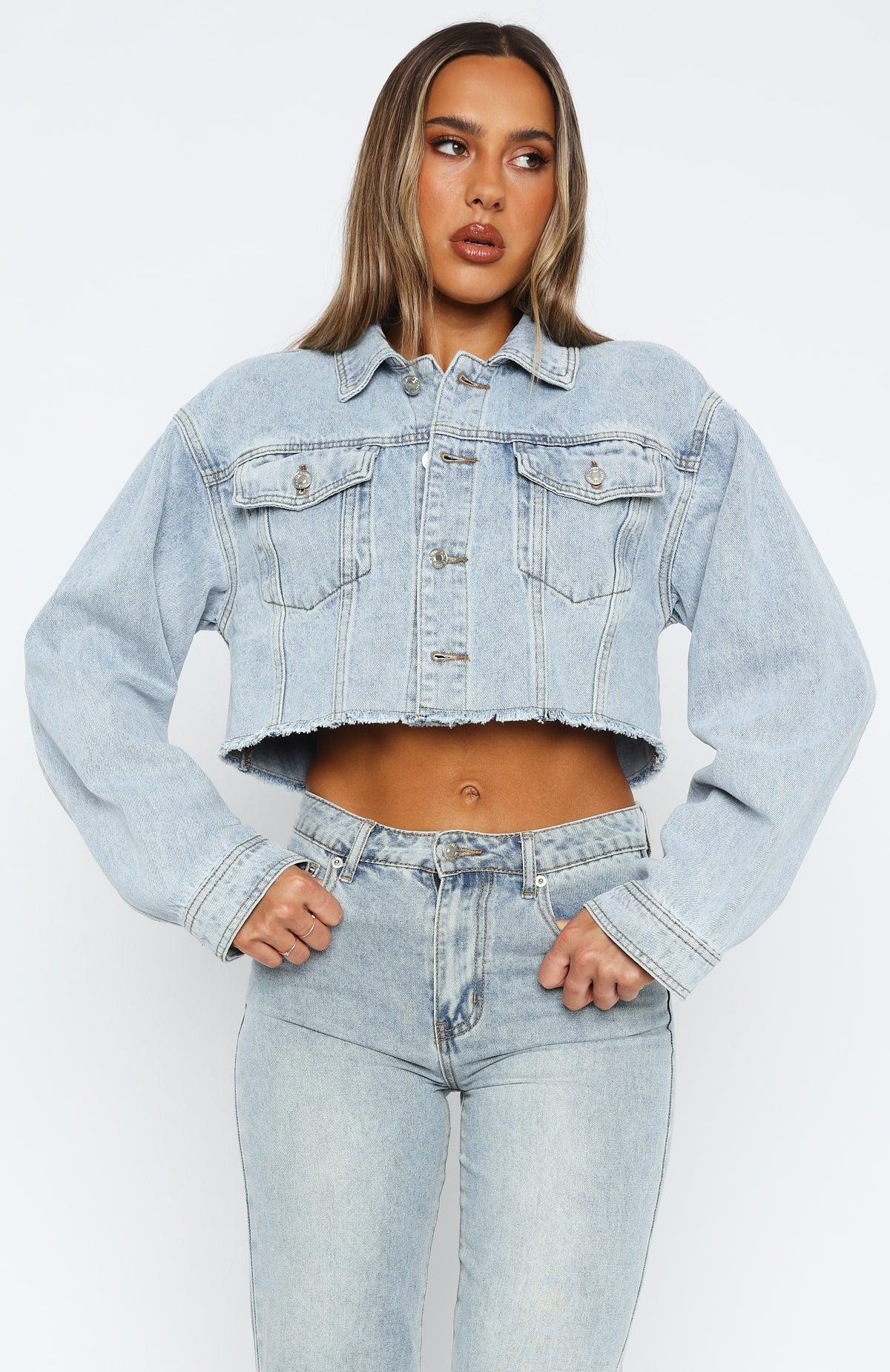 Lightspeed Cropped Denim Jacket Light Blue Wash Product Image