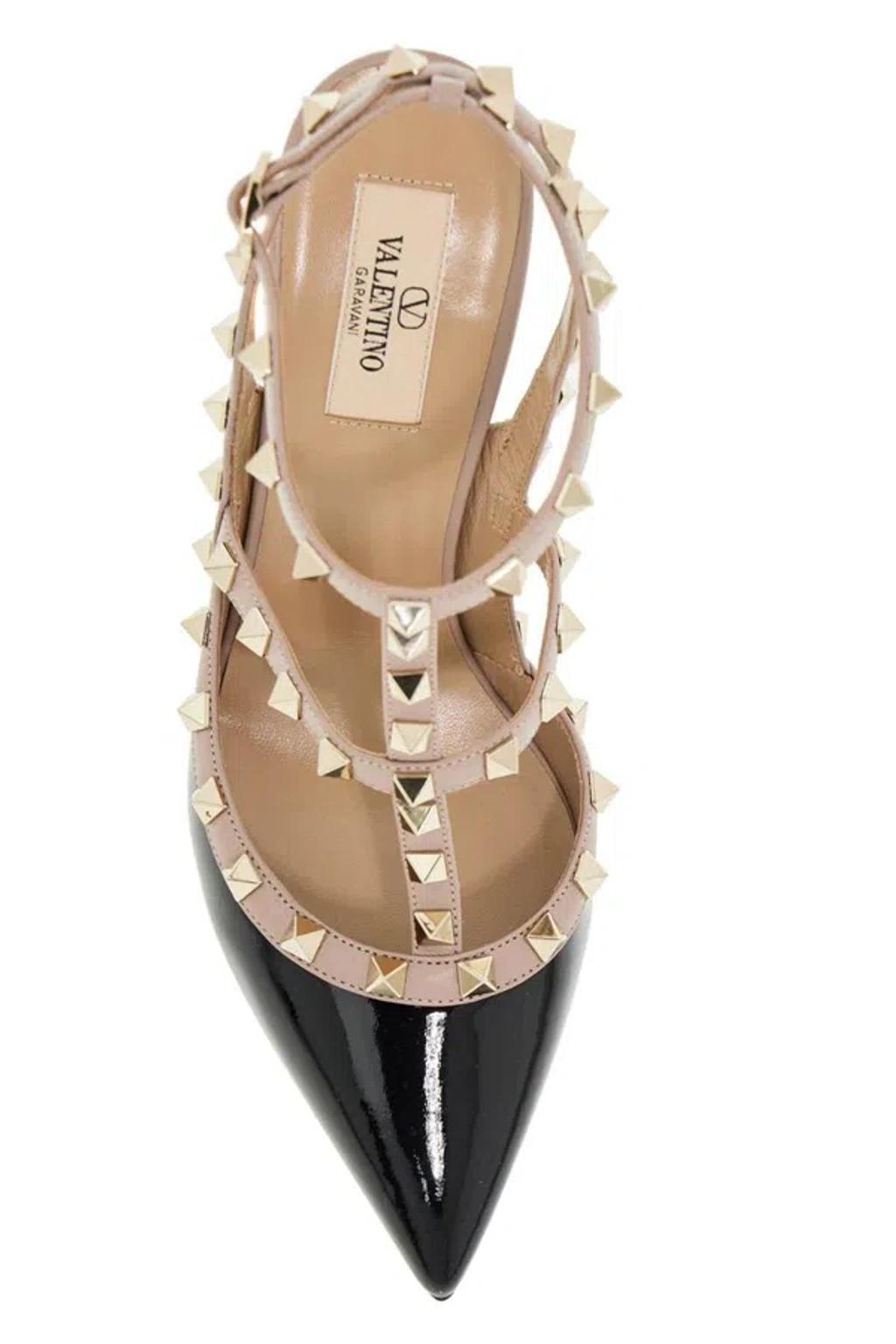 Valentino Rockstud Caged 100 Leather Pump In Black Poudre Product Image