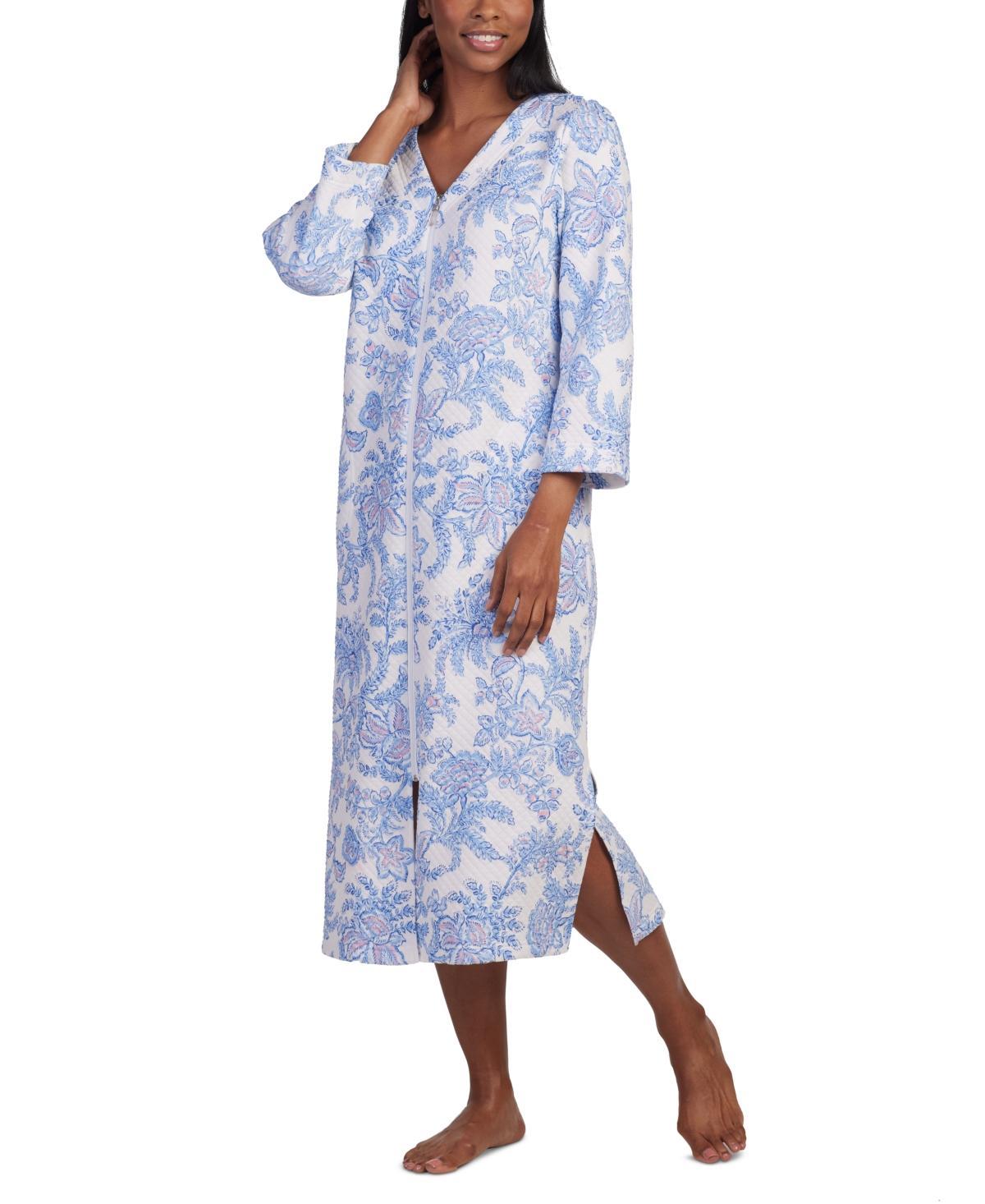 Miss Elaine Womens Quilted Floral 3/4-Sleeve Robe Product Image