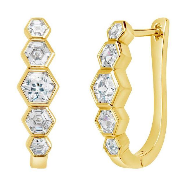 MC Collective Hexagon Cubic Zirconia Hoop Earrings, Womens, Gold Tone Product Image