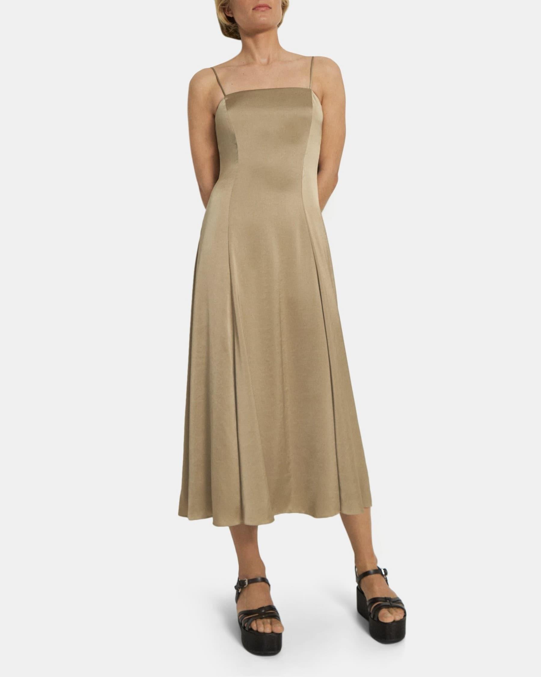 Cami Midi Dress in Crushed Satin Product Image