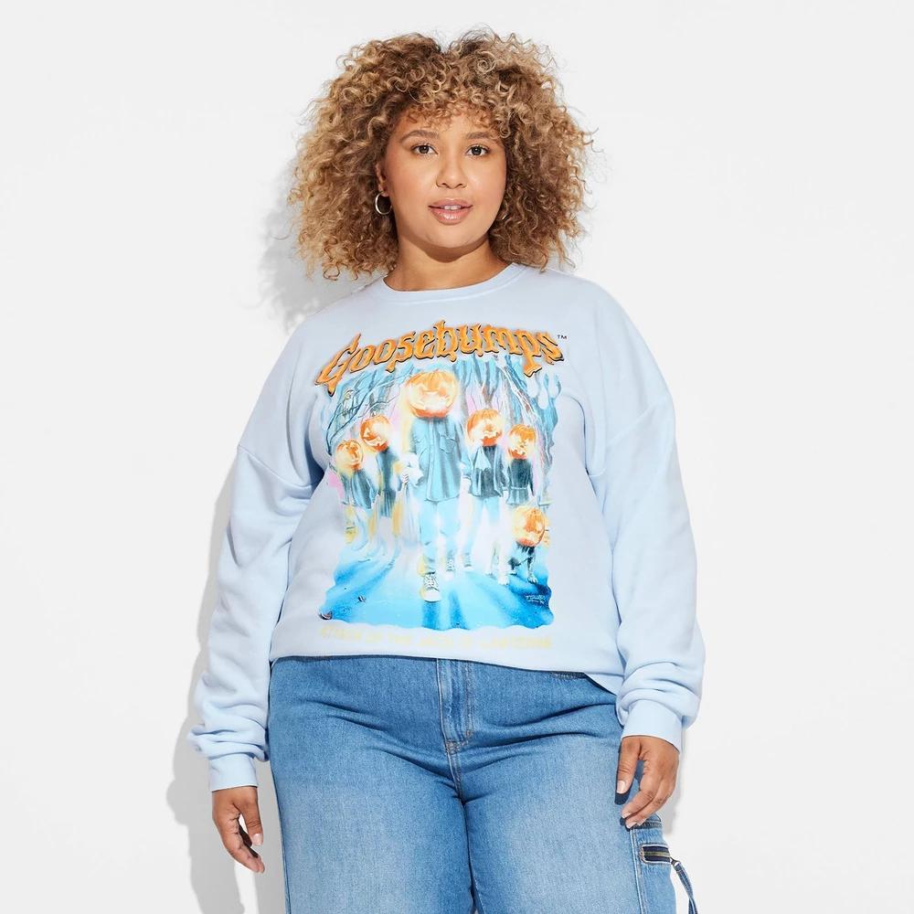 Womens Goosebumps Jack-O-Lantern Graphic Sweatshirt - Blue Product Image