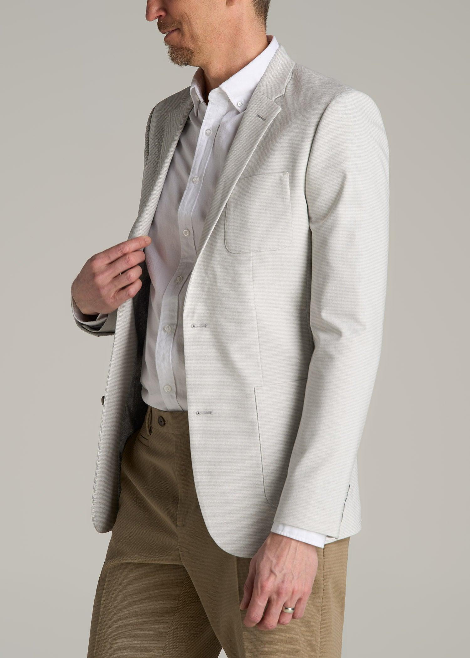 Men's Tall Blazer in Light Grey Houndstooth Product Image