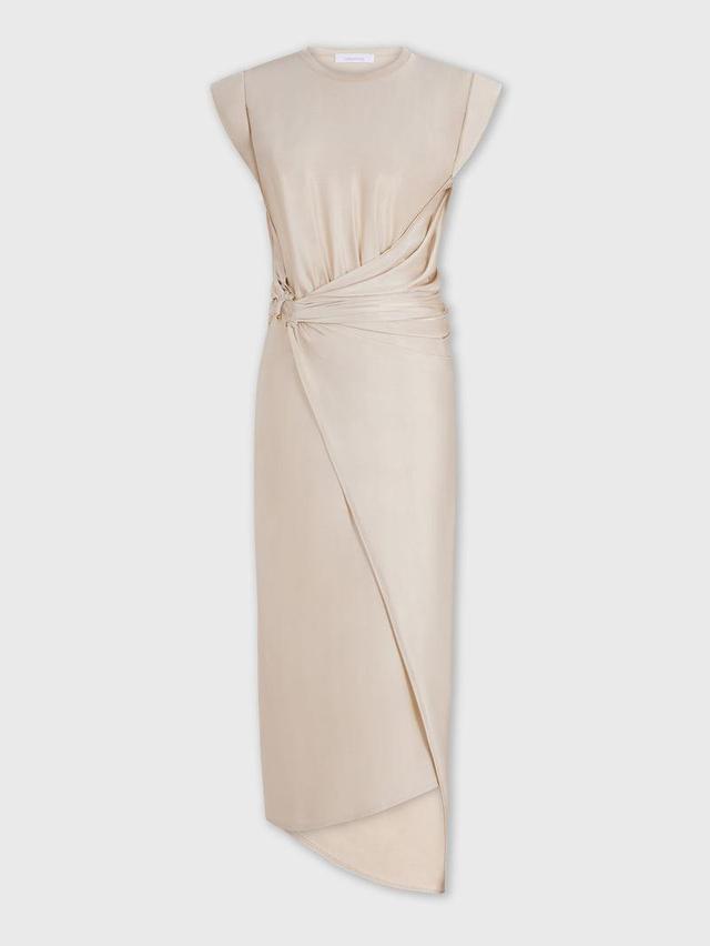 Nude draped dress with signature piercing Product Image