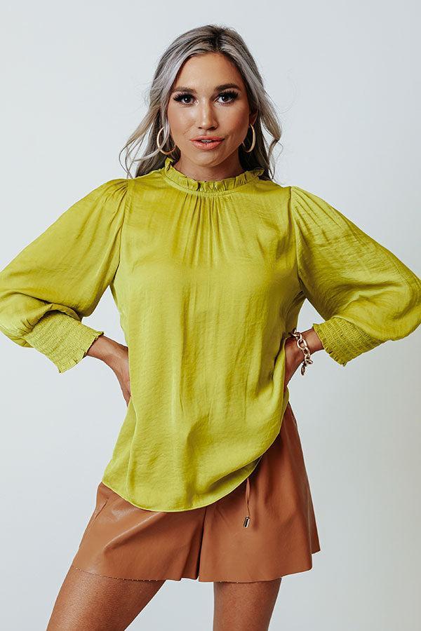 Better In Brooklyn Satin Shift Top In Lime Punch Product Image