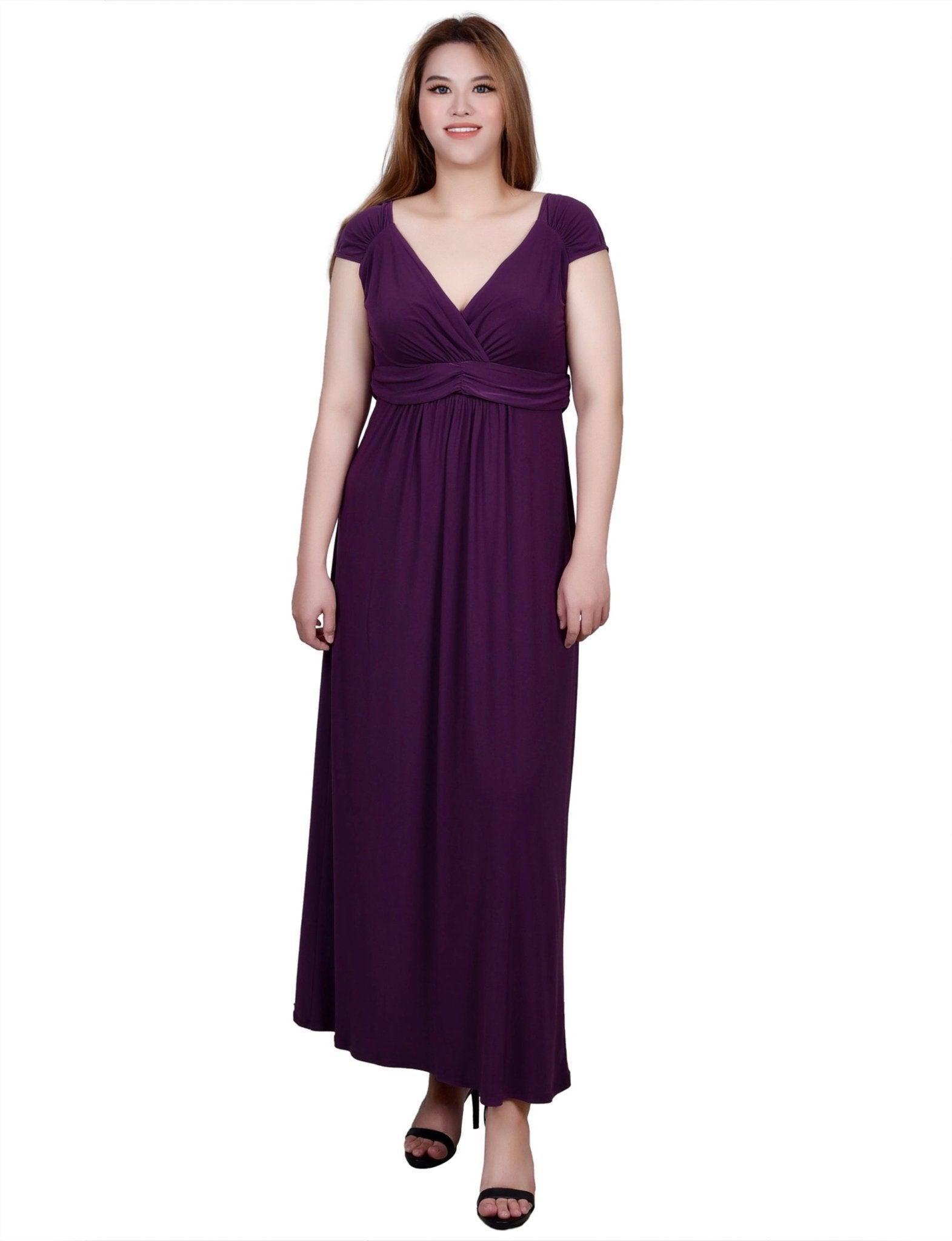 NY Collection Ruched Empire-Waist Maxi Dress Product Image