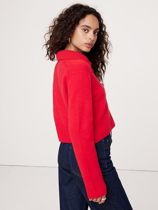 Cashmere Cropped Rugby Sweater Polo Product Image