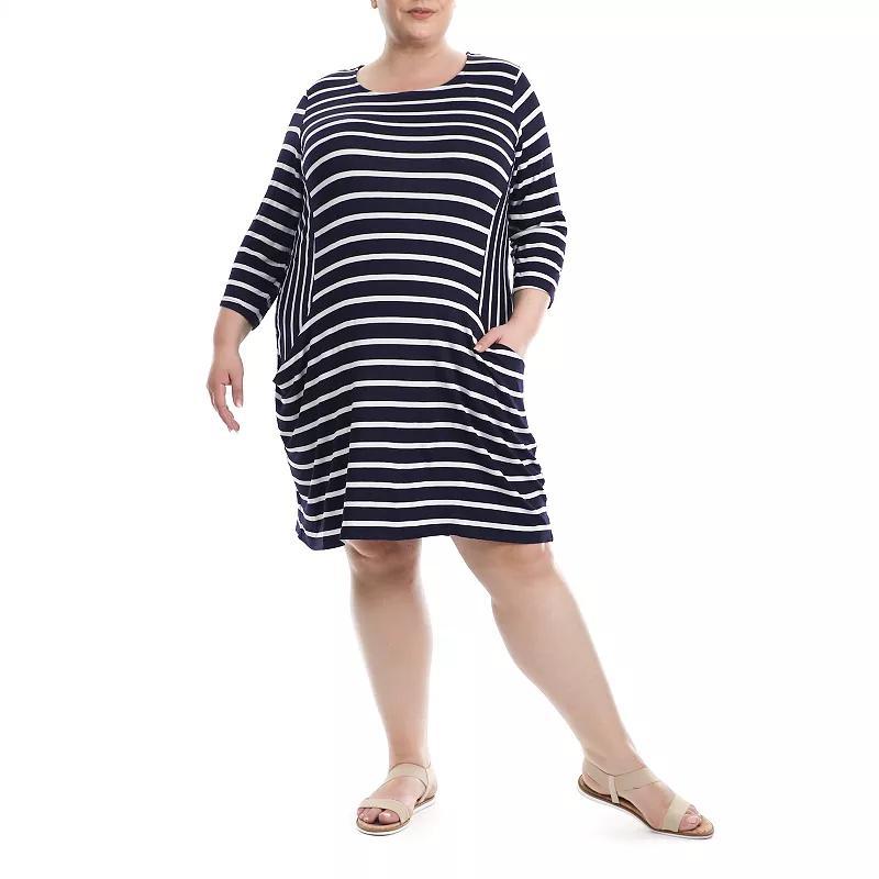 Plus Size Nina Leonard Striped Dress, Womens Product Image