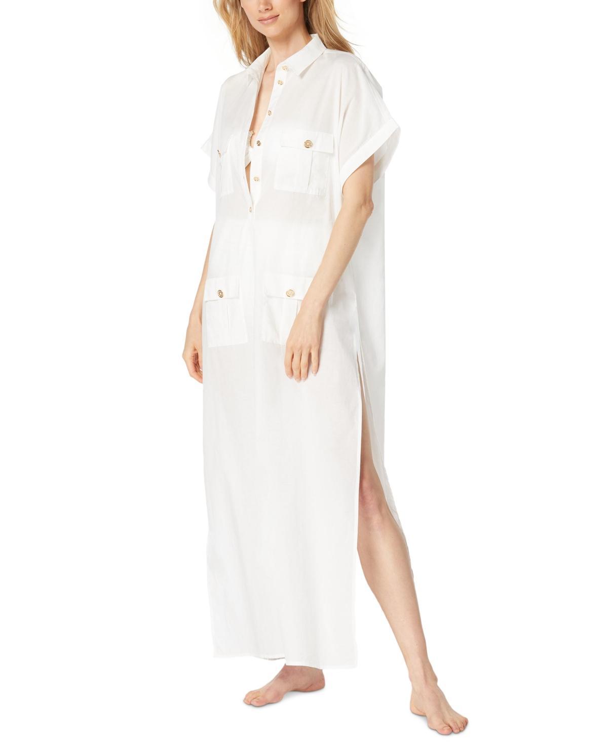 Michael Michael Kors Womens Cotton High-Slit Utility Cover-Up Dress Product Image