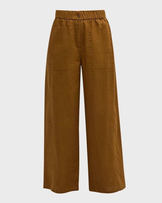 Eileen Fisher Wide Leg Organic Linen Ankle Pants Product Image