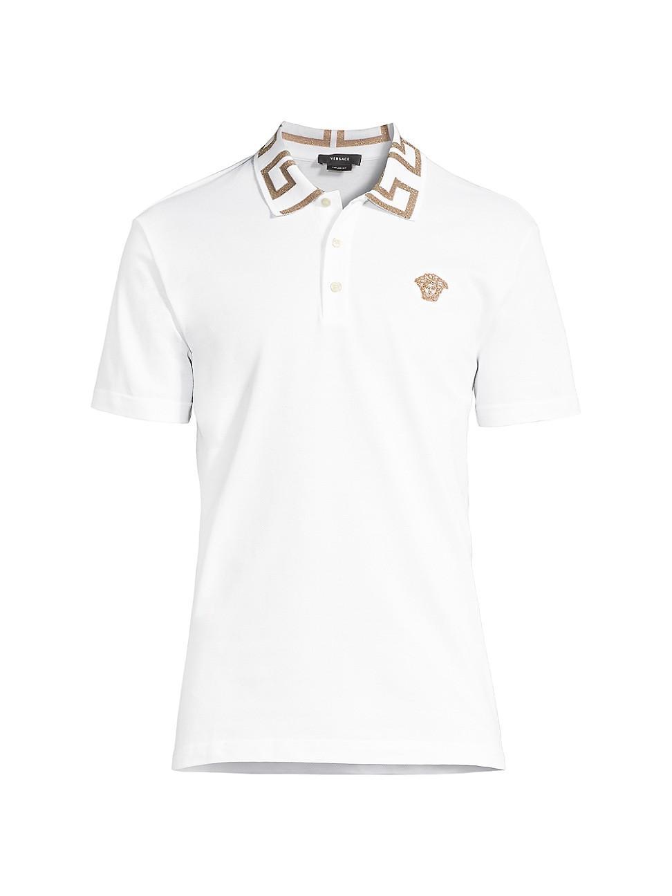 Versace Metallic Greca Collar Piqu Polo Product Image