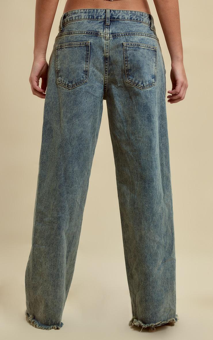 Vintage Wash Frayed Hem Boyfriend Jeans Product Image