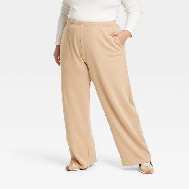 Womens High-Rise Wide Leg Sweatpants - Universal Thread Tan 3X Product Image