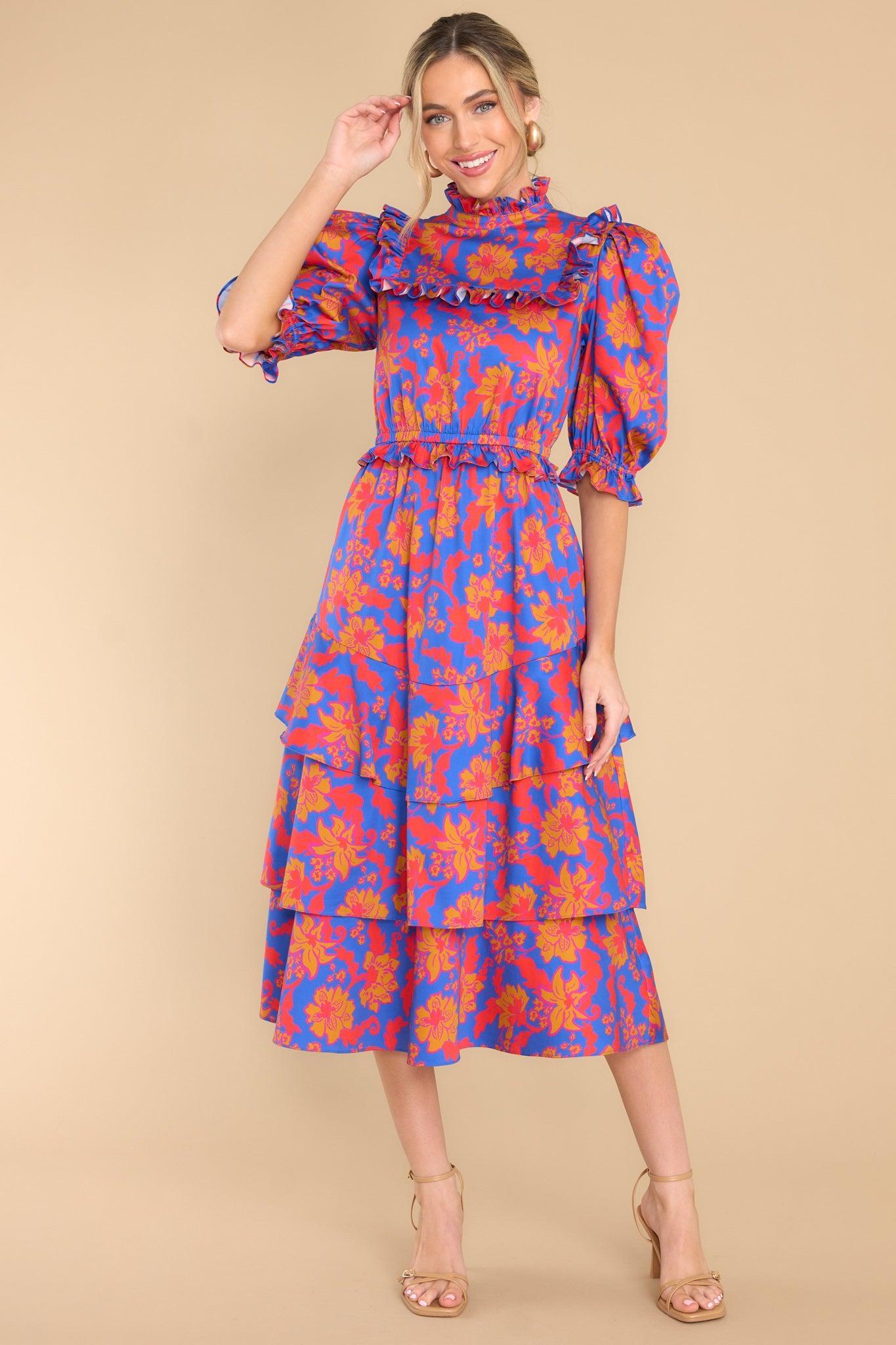 Sawyer Cobalt Tea Garden Dress Print Product Image