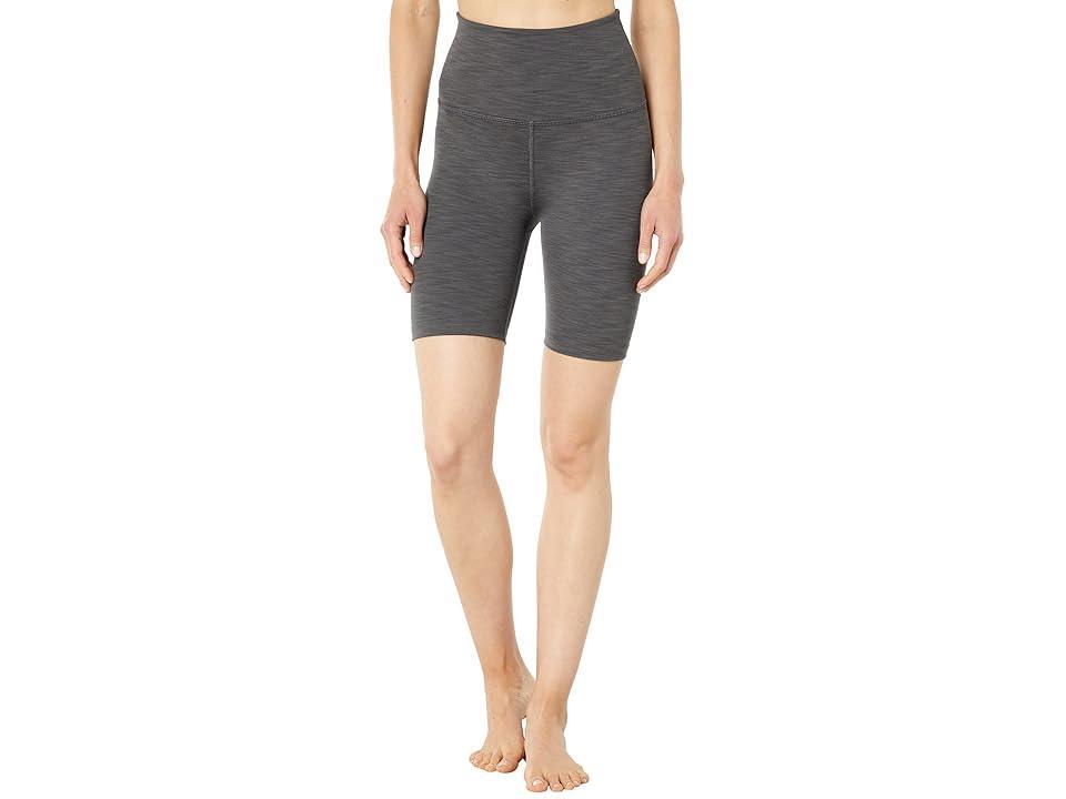 Beyond Yoga Heather Rib High Waisted Biker Shorts (Smoke Heather) Women's Shorts Product Image