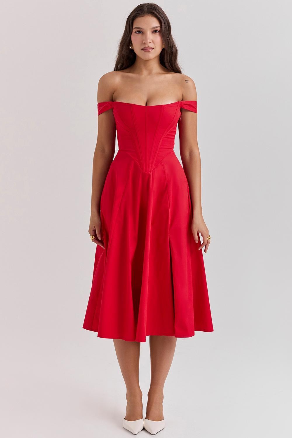 Saira Scarlet Midi Sundress Product Image