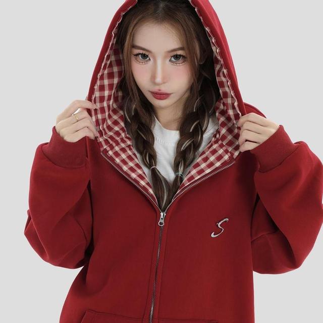 Couple Matching Lettering Zip-Up Hoodie Product Image