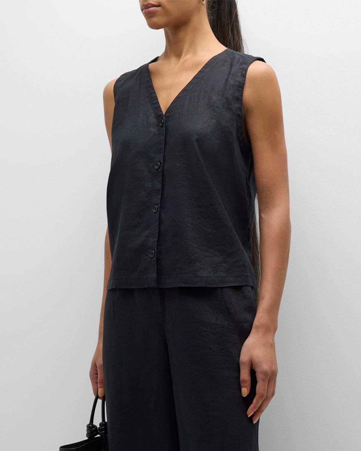 Womens Linen V-Neck Vest Product Image