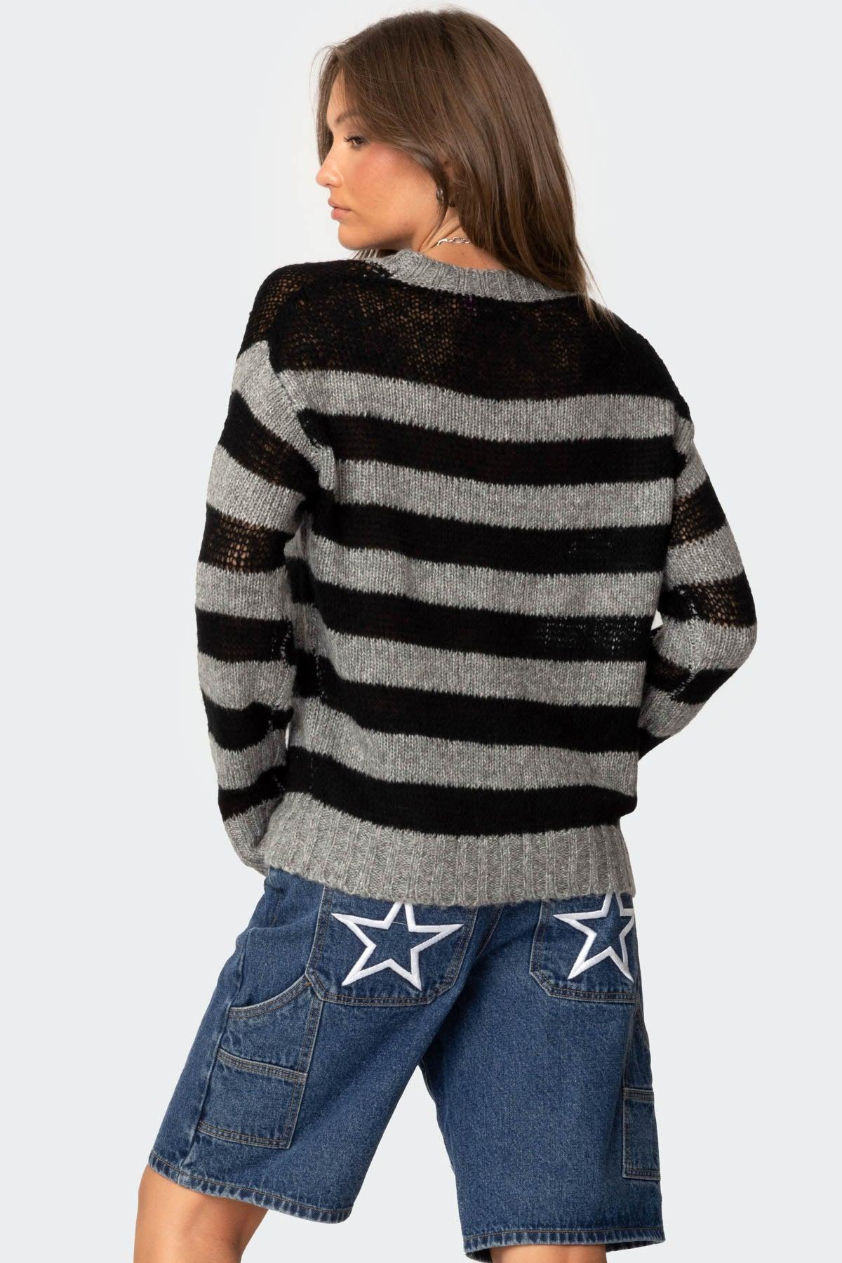 Light Knit Striped Sweater Product Image