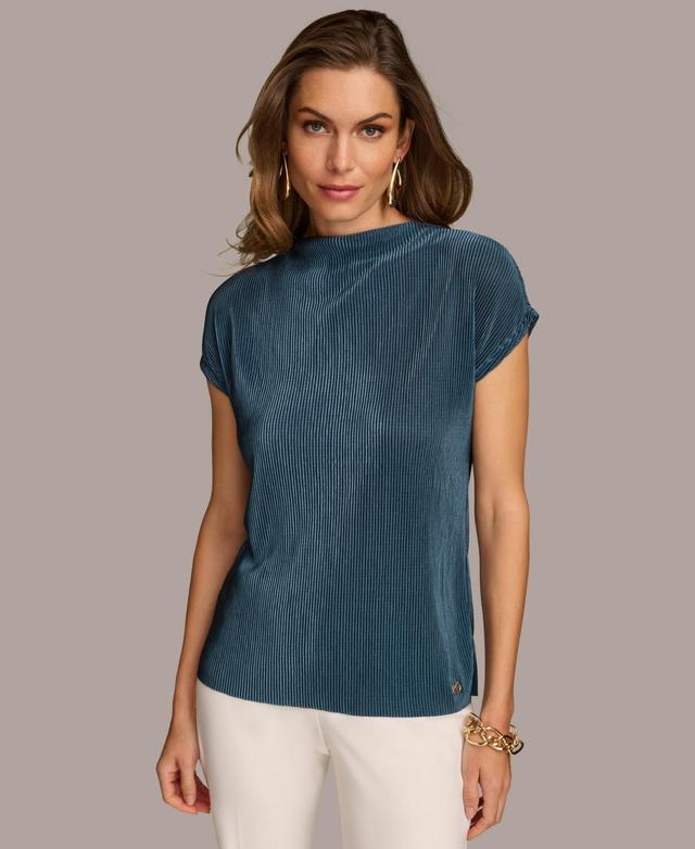 Donna Karan Womens Allover Pleat Short Sleeve Top Product Image