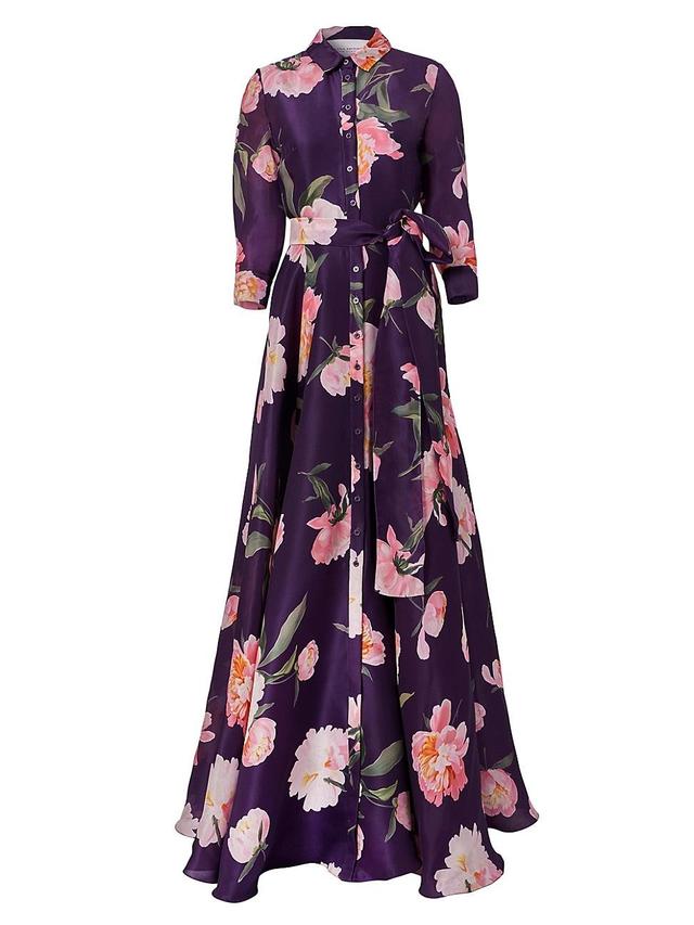 Womens Floral Silk Trench Gown Product Image