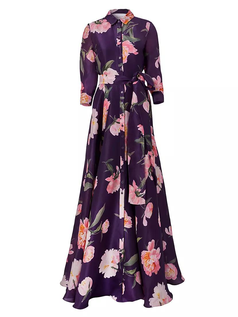 Floral Silk Trench Gown Product Image