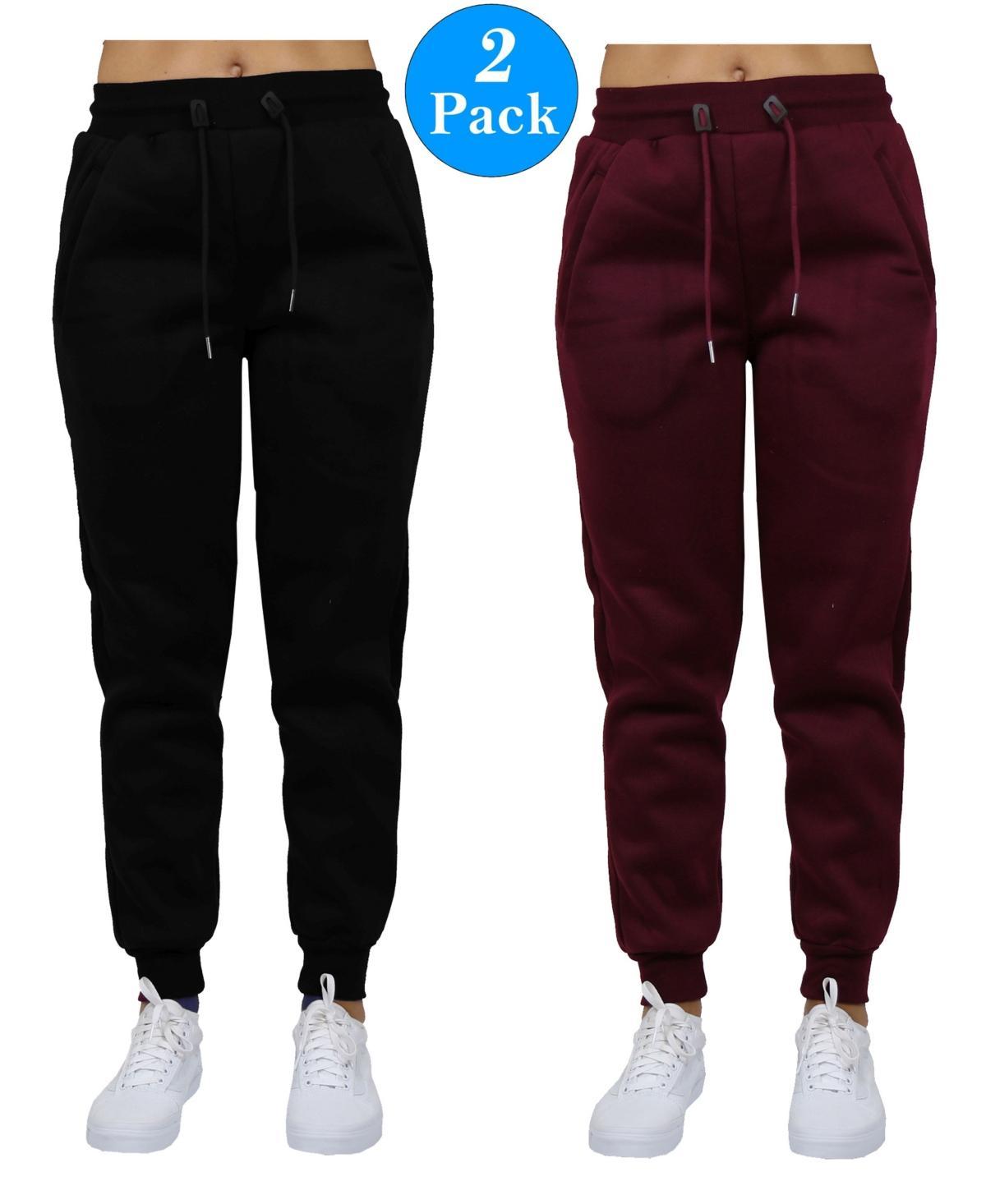 Galaxy by Harvic Womens Slim Fit Heavy Weight Fleece Lined Joggers - 2 Pack - Burgundy Product Image