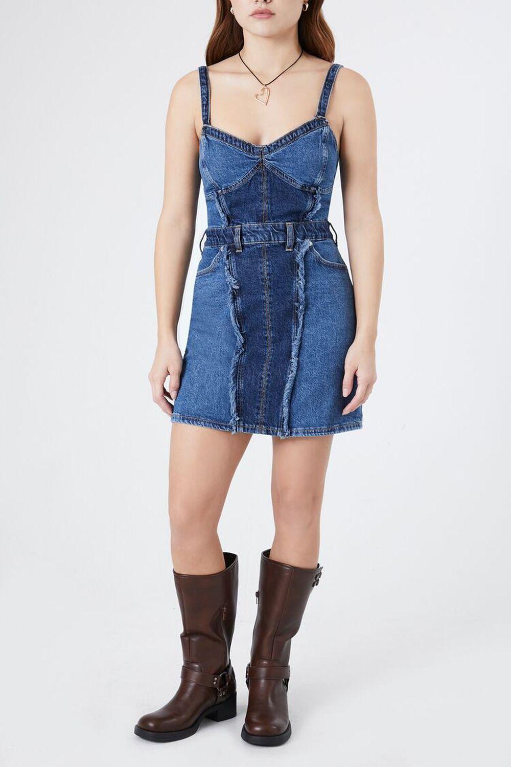 Frayed Colorblock Denim Dress | Forever 21 Product Image