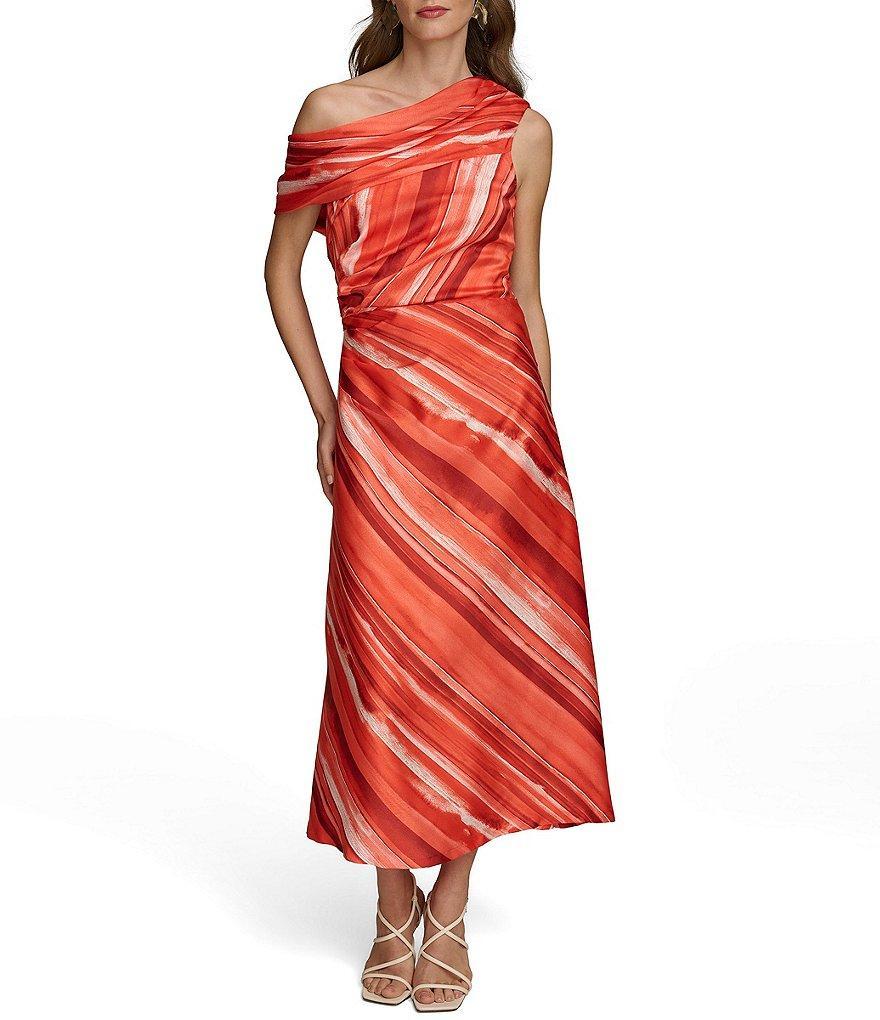 Donna Karan Sleeveless One Shoulder Neck Printed Midi Dress Product Image