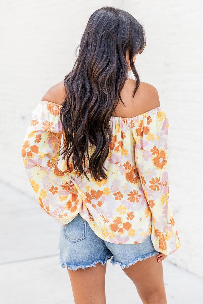 Find My Way Yellow Multi Floral Off The Shoulder Blouse FINAL SALE Product Image