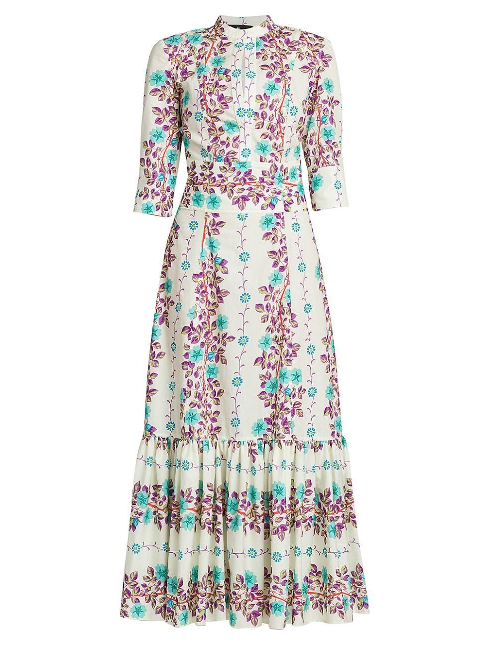 Etro Placed Floral Print Cotton Maxi Dress Product Image