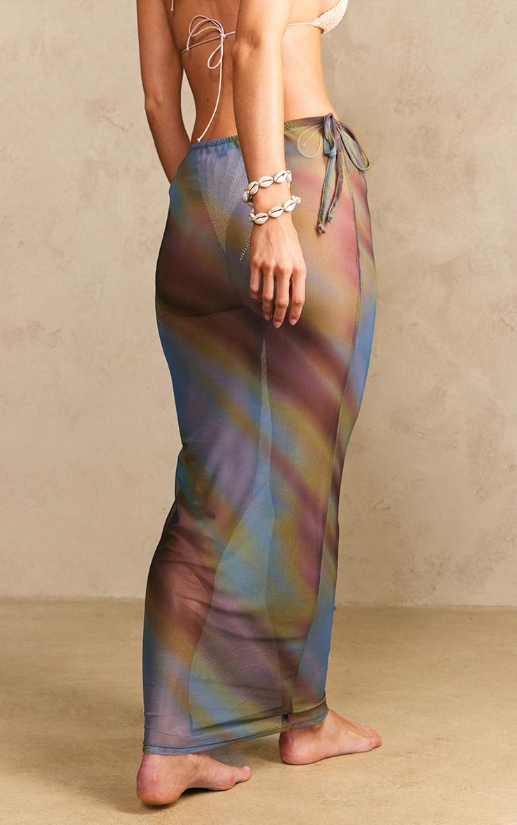 Multi Blurred Print Mesh Maxi Beach Skirt Product Image