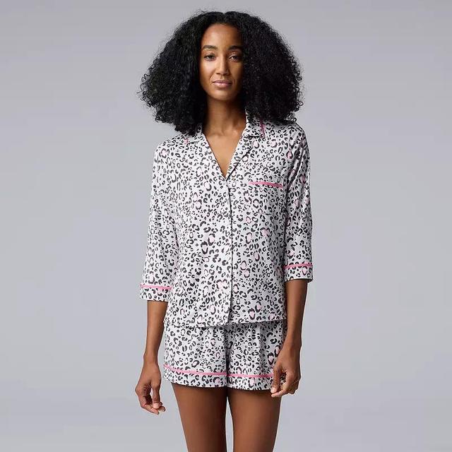 Womens Simply Vera Vera Wang 3/4-Sleeve Pajama Top & Boxer Pajama Shorts Set Product Image