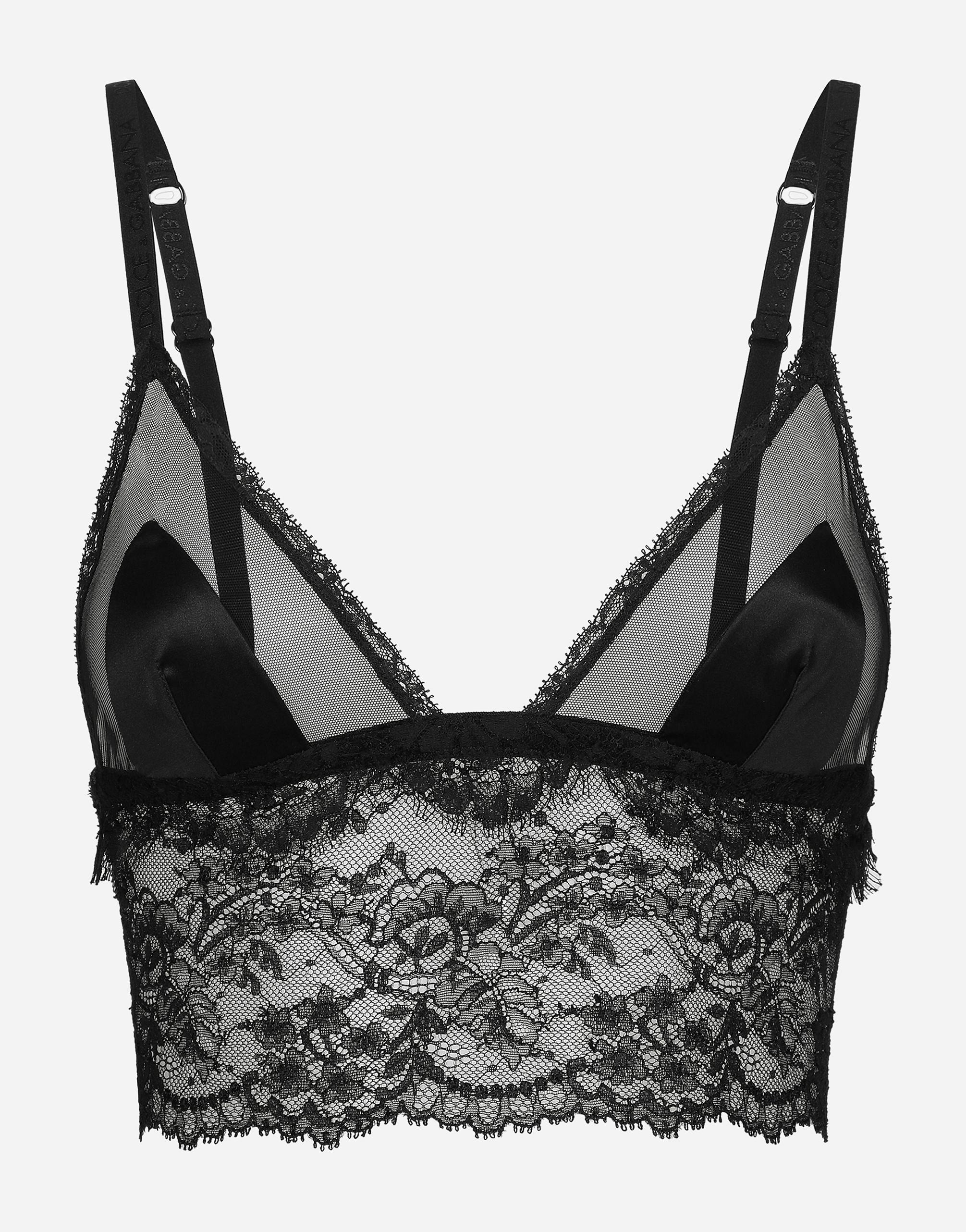 DOLCE & GABBANA Lace Longline Bralette In Black   Product Image