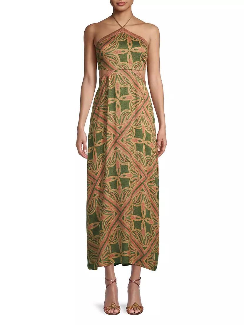 Hazel Print Halter Maxi Dress Product Image