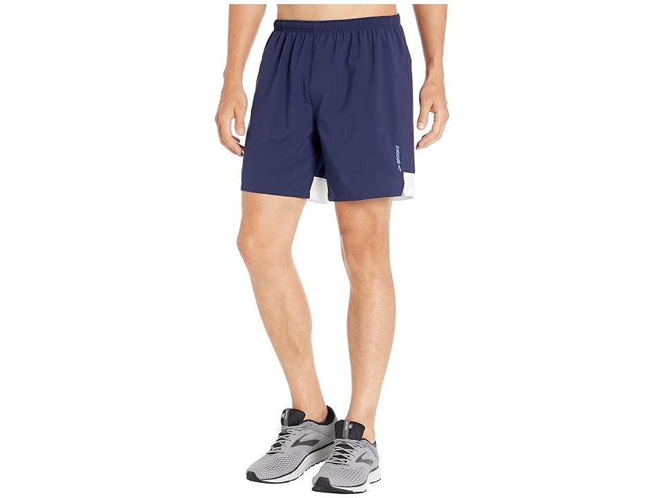 Brooks Go-To 7 Shorts (Navy/White/Navy) Men's Shorts Product Image