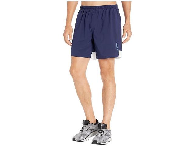 Brooks Go-To 7 Shorts (Navy/White/Navy) Men's Shorts Product Image