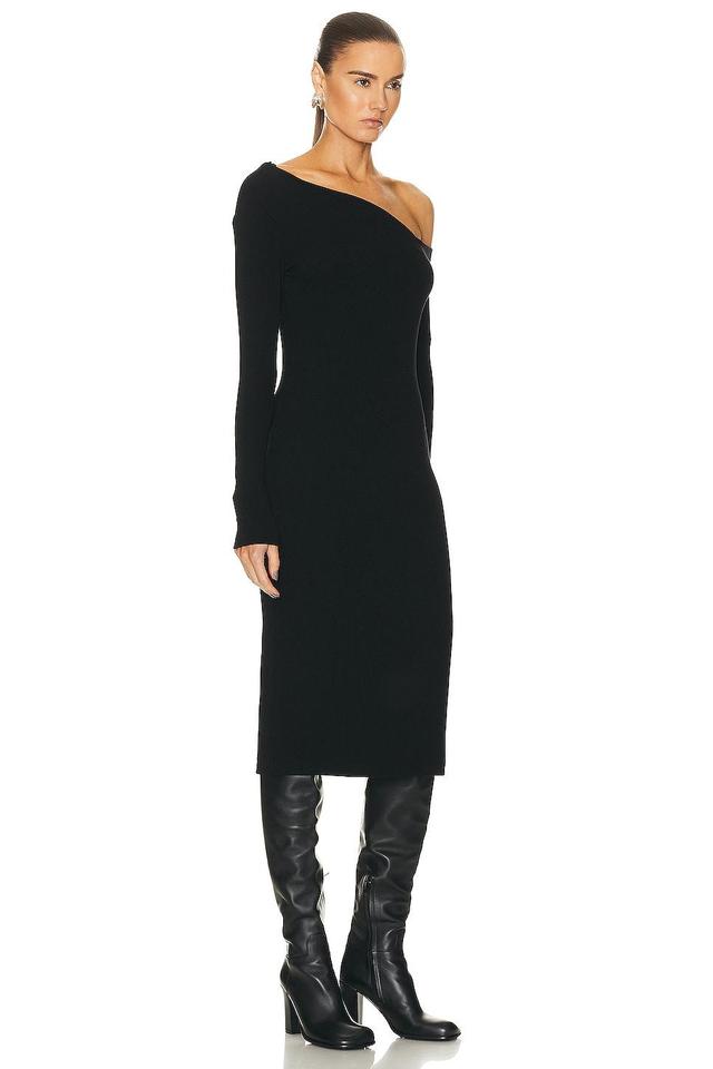 Enza Costa Sweater Knit Slouch Shoulder Dress in Black - Black. Size S (also in XS, XL). Product Image