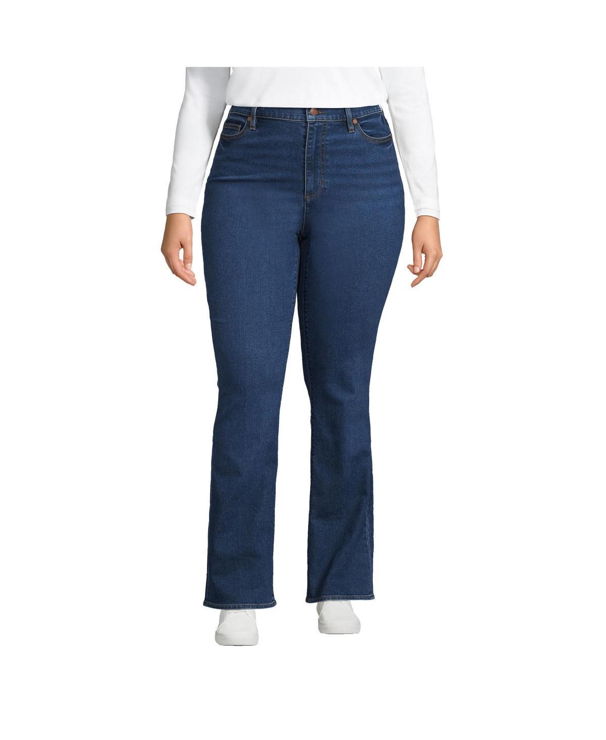 Lands End Womens Recover High Rise Bootcut Blue Jeans Product Image