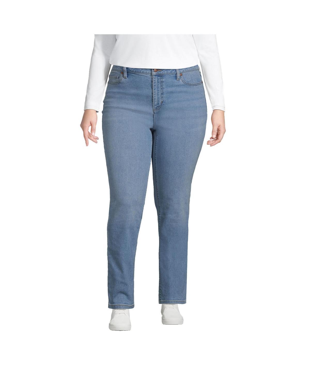 Plus Size Lands End Recover Straight-Leg Jeans, Womens Blue Tide Blue Product Image