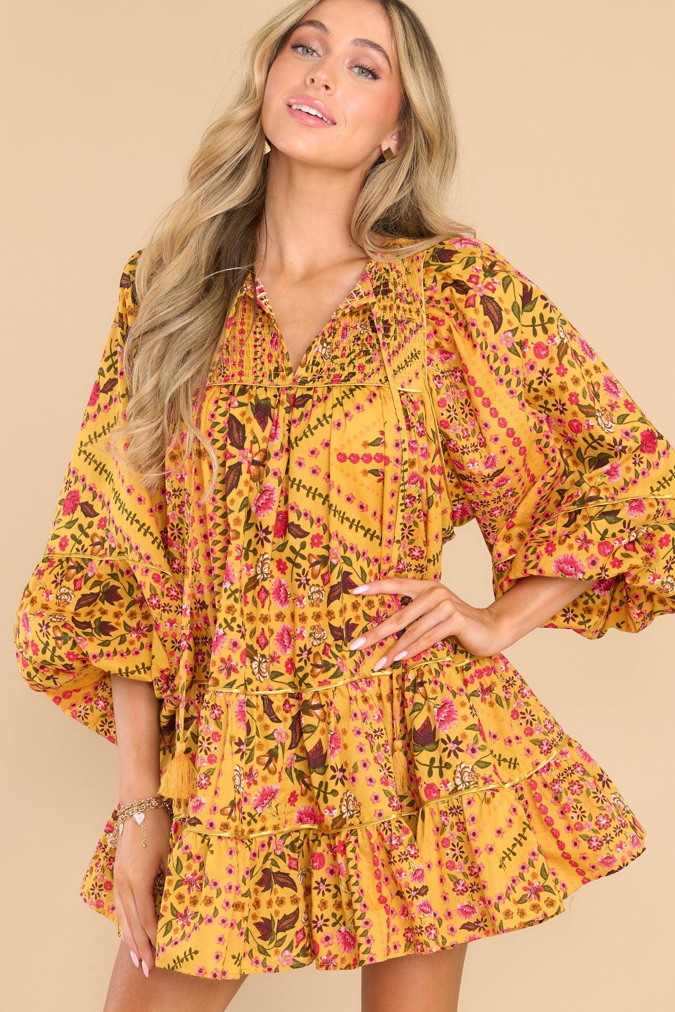 You're My Favorite Mustard Floral Dress Yellow Multi Floral Product Image