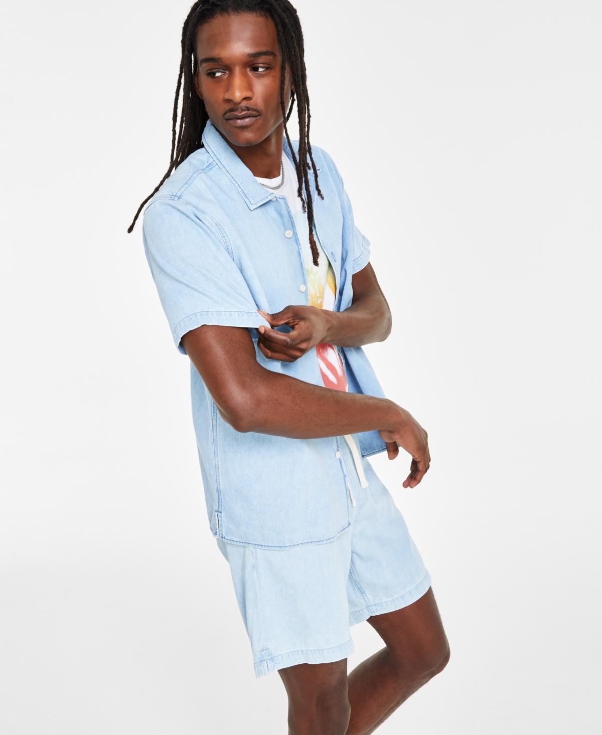 Sun + Stone Mens Clean Wash Short Sleeve Button-Front Shirt, Created for Macys Product Image