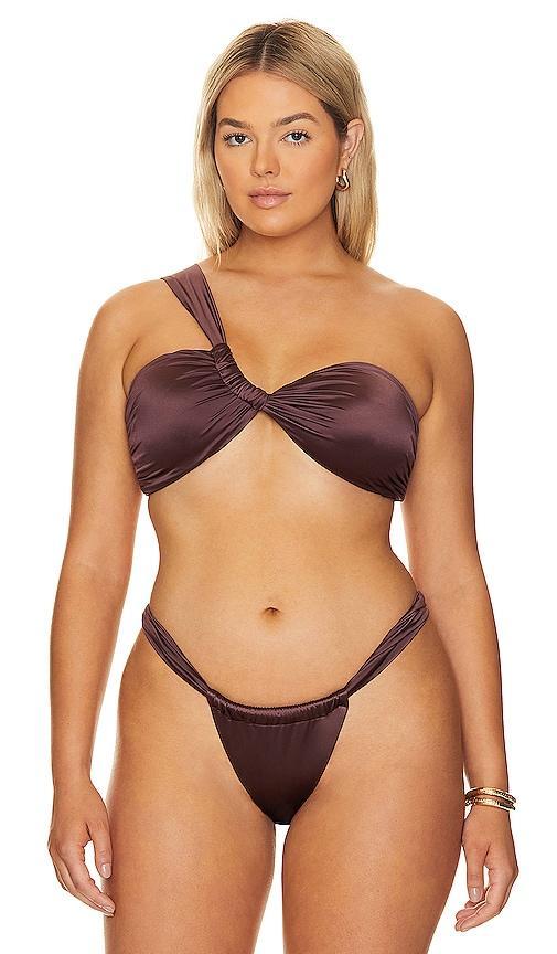 Good American Bali Top in Brown. Product Image