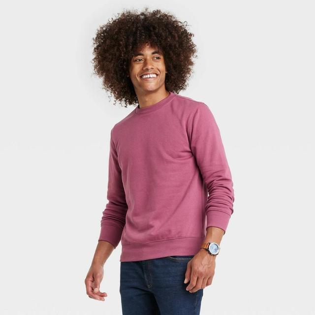 Mens Regular Fit Crewneck Pullover Sweatshirt - Goodfellow & Co Dark Pink L Product Image