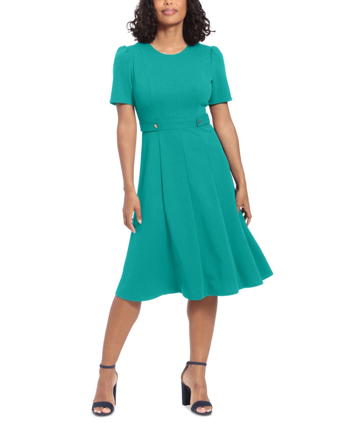 Womens London Times Solid Side Tab Fit & Flare Dress Product Image