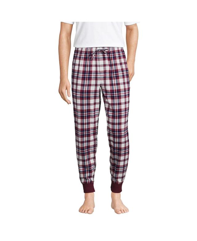 Lands End Mens Flannel Jogger Pajama Pants - Rich burgundy Product Image