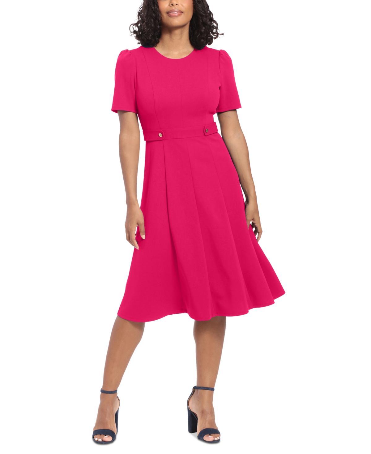 Womens London Times Solid Side Tab Fit & Flare Dress Product Image