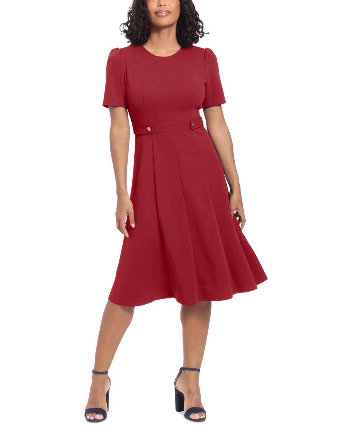 London Times Petite Fit & Flare Scuba Crepe Midi Dress Product Image