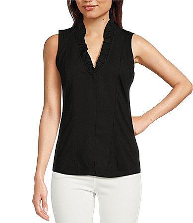 NIC  ZOE Woven Ruffled V-Neck Sleeveless Around Tank Top Product Image